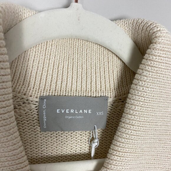 Everlane The Cotton Chore Sweater Jacket Cardigan Womens XXS Ivory Boxy - Picture 2 of 8